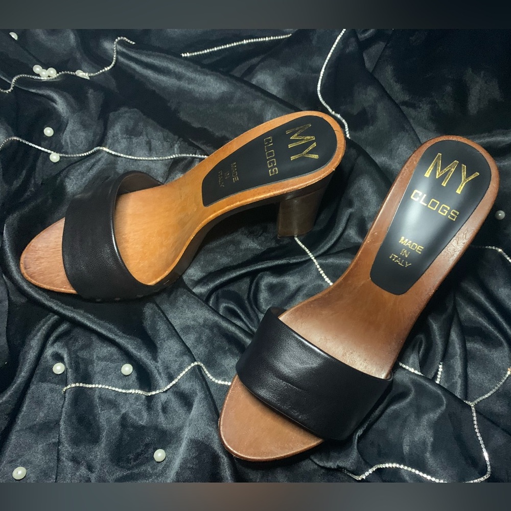 COPY - BLACK CLOGS, SIZE 41 EUR / 10 USA ZOCCOLI~ MY CLOGS~ MADE IN ITALY - Picture 4 of 10